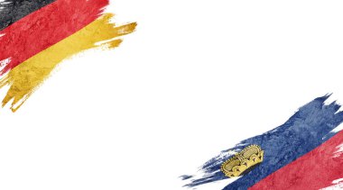 Beyaz Arkaplanda Almanya ve Lihtenştayn Bayrakları